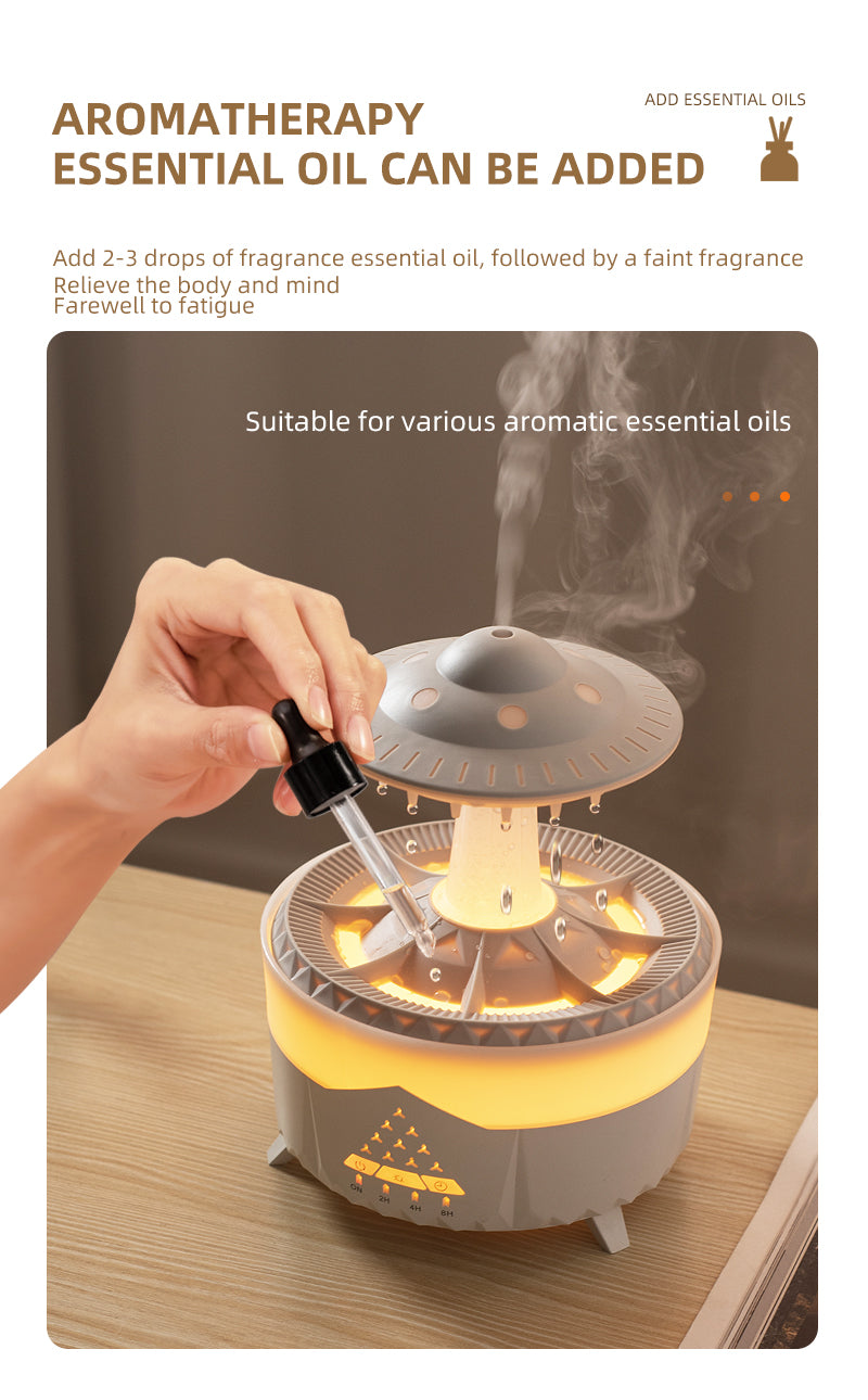 “Feel Refreshed Every Night  Raindrop Ultrasonic Cool‑Mist Humidifier – Quiet, Stylish, Aromatherapy-Ready for Home & Office”
