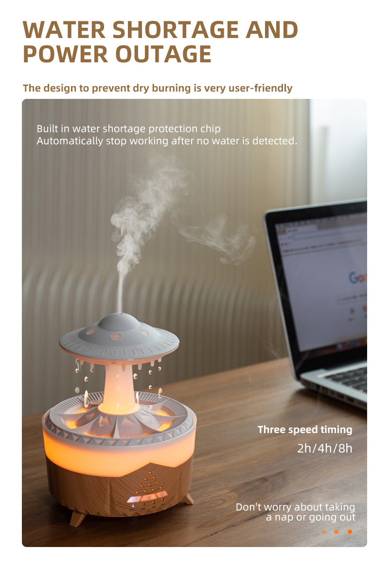 “Feel Refreshed Every Night  Raindrop Ultrasonic Cool‑Mist Humidifier – Quiet, Stylish, Aromatherapy-Ready for Home & Office”