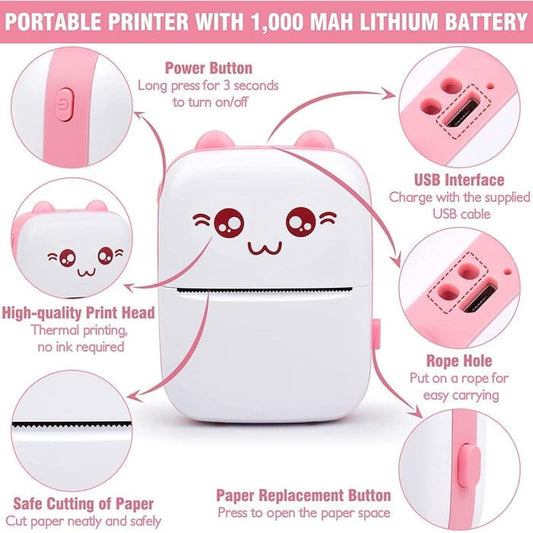 “Mini Pocket Thermal Printer – Inkless Bluetooth Sticker & Label Maker for Notes, Photos & Journals”