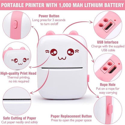 “Mini Pocket Thermal Printer – Inkless Bluetooth Sticker & Label Maker for Notes, Photos & Journals”
