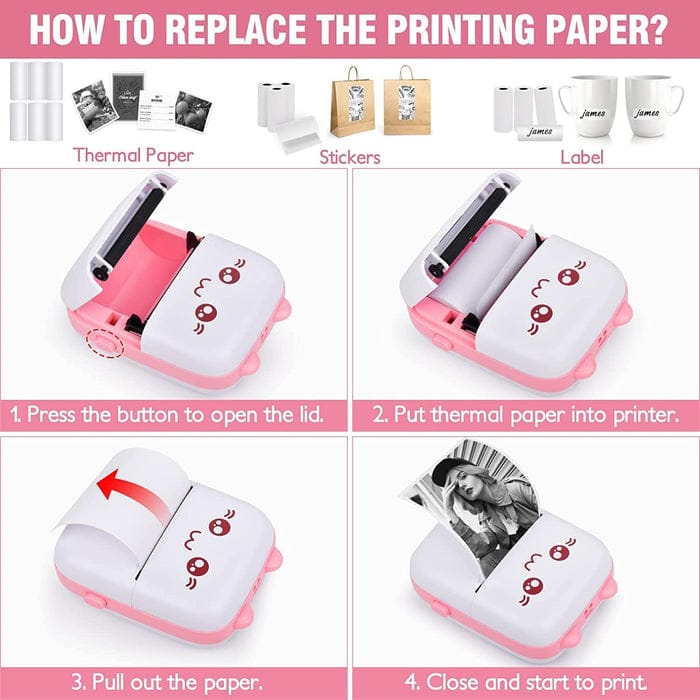 “Mini Pocket Thermal Printer – Inkless Bluetooth Sticker & Label Maker for Notes, Photos & Journals”